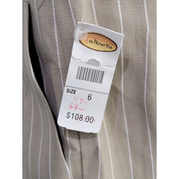 ALK Women's size 6 Talbots Linen Blend Pinstripe Pleated Front Pencil Skirt NEW - Picture 5 of 8